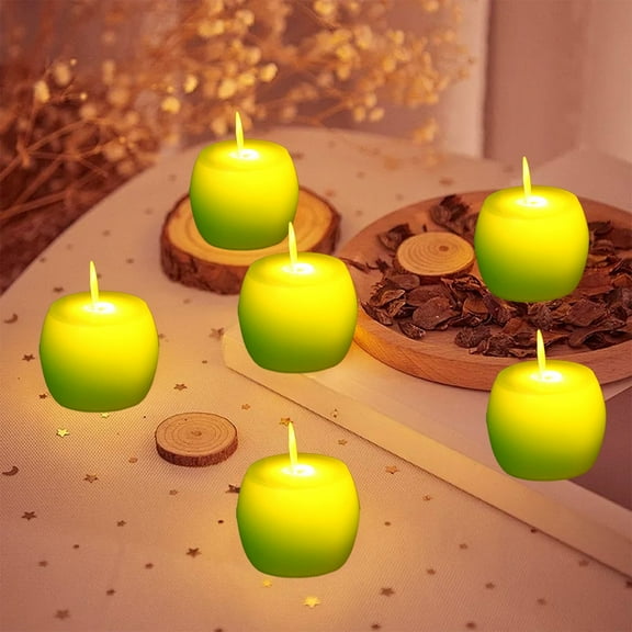 Weekly Deal karymi 6pcs Flameless LED Lights Apples Candle Lights Battery Powered Simulated Electrics Candle for Desktop Decoration Halloween Christmas Decoration House Decor Weekly Deal