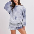 thumbnail image 1 of Weekly Deal kttectoa Outfits for Women Trendy Casual Outfits Outdoor Clothing Winter Sets Tie Dye Print Long Sleeve Crew Neck Pullover Tops and Elastic Waist Shorts Winter Clothes for Women, 1 of 6