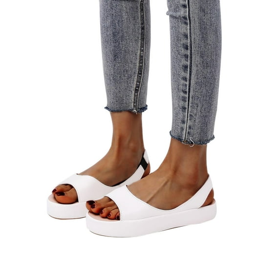 Tejiojio Summer Sandals Under $20, Ladies Sandals Casual Footwear Solid Color Women's Casual Fish Mouth Thick Bottomed Sandals