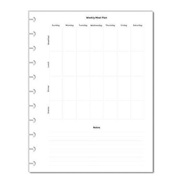 Weekly Dinner Planner Inserts for 11 Disc Planners