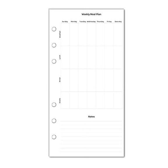 Weekly Dinner Planner Inserts for Personal Size Planners