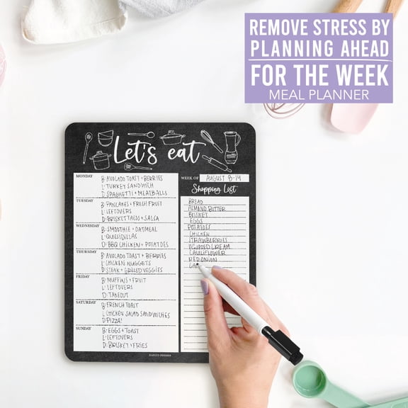 Weekly Dry Erase Menu Board for Fridge - 8x10" Meal Planner with Marker