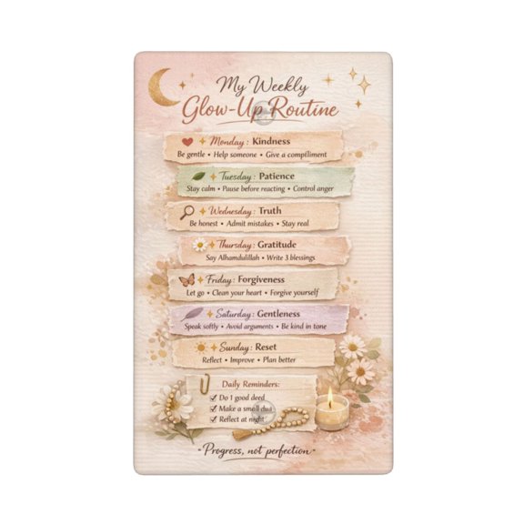 Weekly Glow-Up Routine Self Care Decorative Blank Wall Plate Cover, Polycarbonate Switch Plate