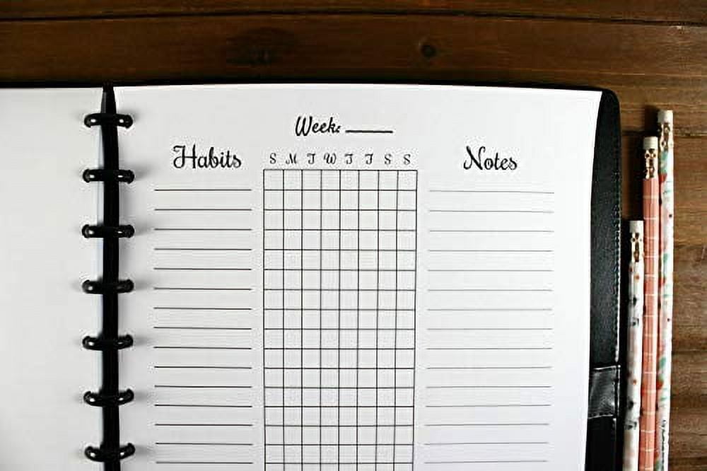 Weekly Habit Tracker Inserts, Resolution Log for 11 Disc Planners ...
