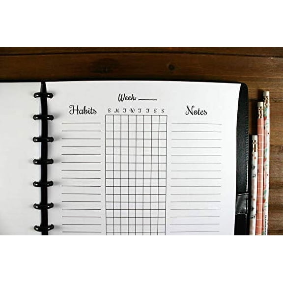 Weekly Habit Tracker Inserts, Resolution Log for 11 Disc Planners