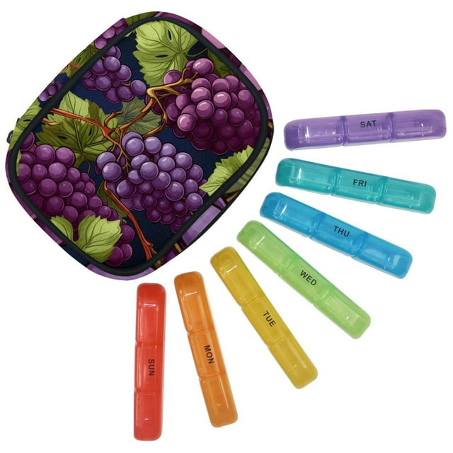 Weekly Health Manager Purple Grape's Travel AM PM Pill Box 7 Day, with