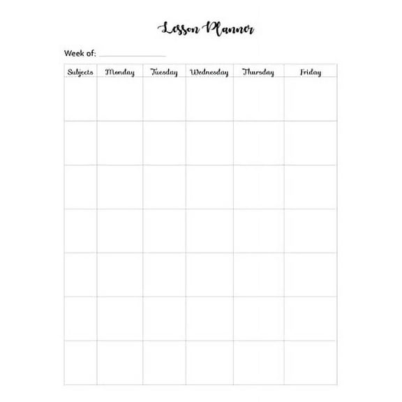 Weekly Lesson Planner Inserts for 9 Disc Happy Planners