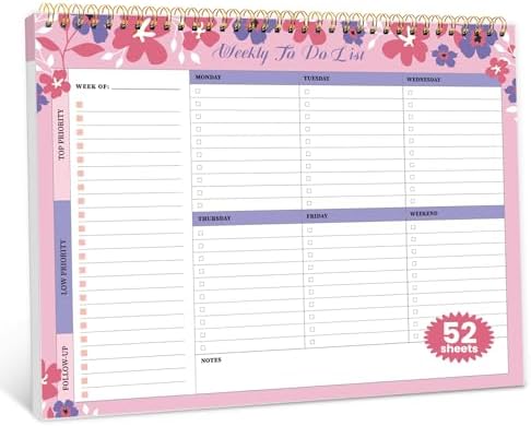 Weekly To Do List Notepad with 52 Undated Sheets(8.5"×11")- Undated ...