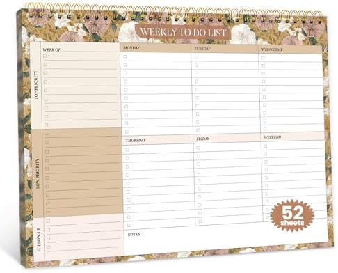 Weekly To Do List Notepad with 52 Undated Sheets（8.5"×11"）- Undated ...