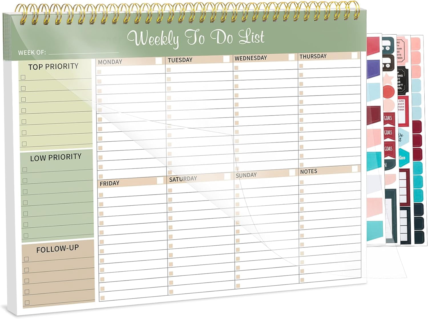 Weekly To Do List Notepad, 8.5''x11'' Weekly Desk Planner with 52 Tear ...