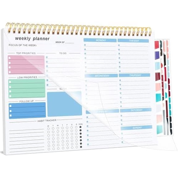 Weekly To Do List Notepad, 8.5''x11'' Weekly Desk Planner with 52 Tear Off Sheets Undated Weekly Planner Habit Tracker & Productivity Organizer for Home and Work, Blue