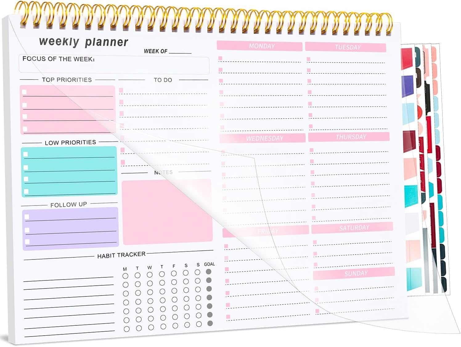 Weekly To Do List Notepad, 8.5''x11'' Weekly Desk Planner with 52 Tear ...