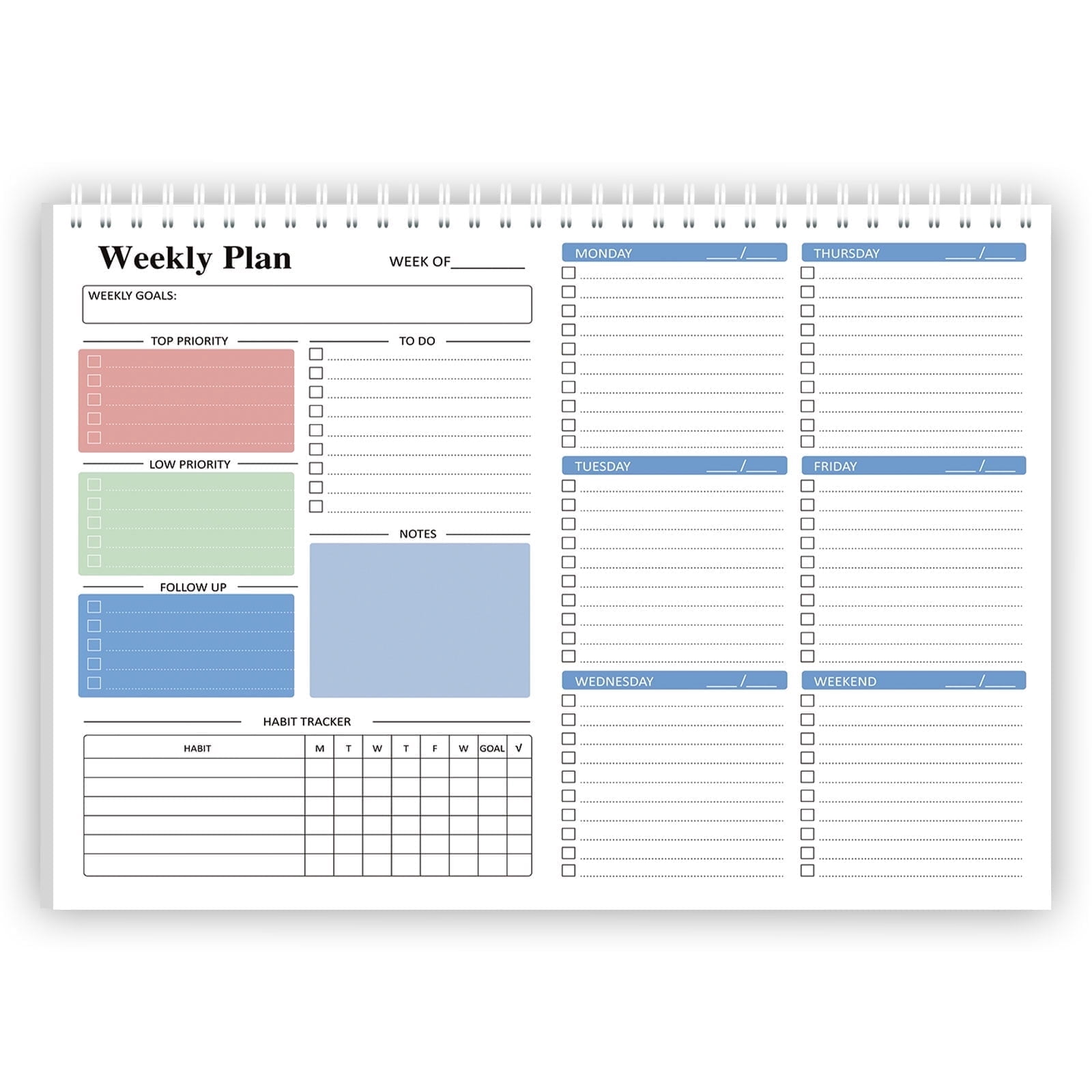 Weekly To Do List Notepad - Daily To Do List, Undated 52 Weekly Sheets ...