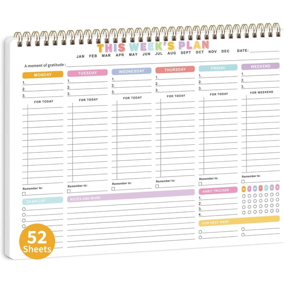 Weekly To Do List Notepad - Weekly Planner Notepad with 52 Undated Sheets8.5"11"), Undated To Do List Notepad for Office Desk Accessories and Supplies, School & Home, Waterproof Cover