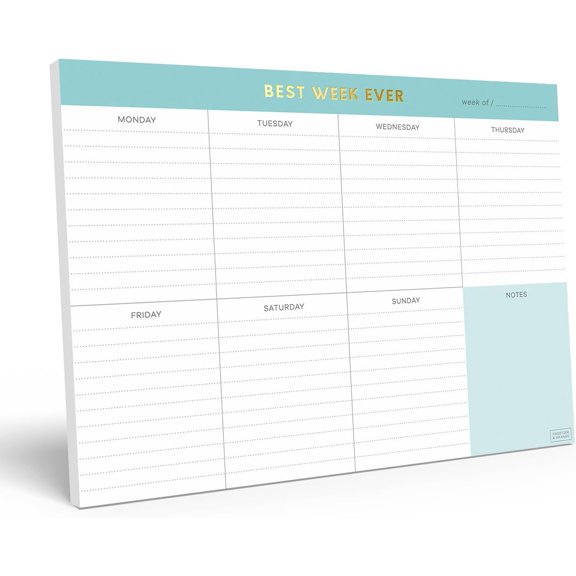 Weekly To Do List Pad. Gold Foil Weekly Planner Notepad with Daily Agenda Squares. 7x10” Day Scheduler 2026 - Student Organizer, Work Scheduler, and Checklist Note Pad.