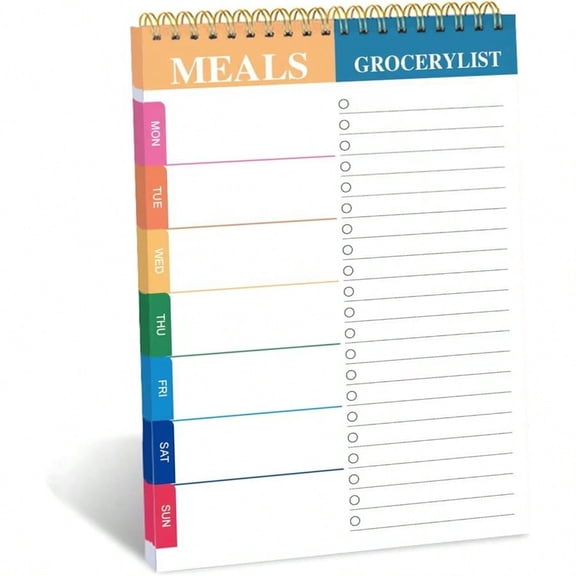 Weekly Meal Planner And Grocery List - 50 Undated Sheets Planning Pad For Organized Daily Menu Tear-Off Notepad For Convenient Shopping