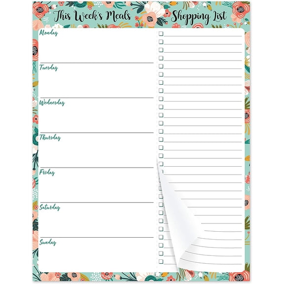 Weekly Meal Planner - Grocery List Magnetic Notepads 7" x 9" Meal Planning Pad with Tear Off Shopping List for Convenient Shopping - Notepad with Magnet for Refrigerator or Desk