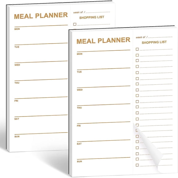 Weekly Meal Planner Magnetic, 2 Pack Undated Tear-off Sheets Meal Planning Notepad, Magnetic Meal Planner for Refrigerator, Grocery List