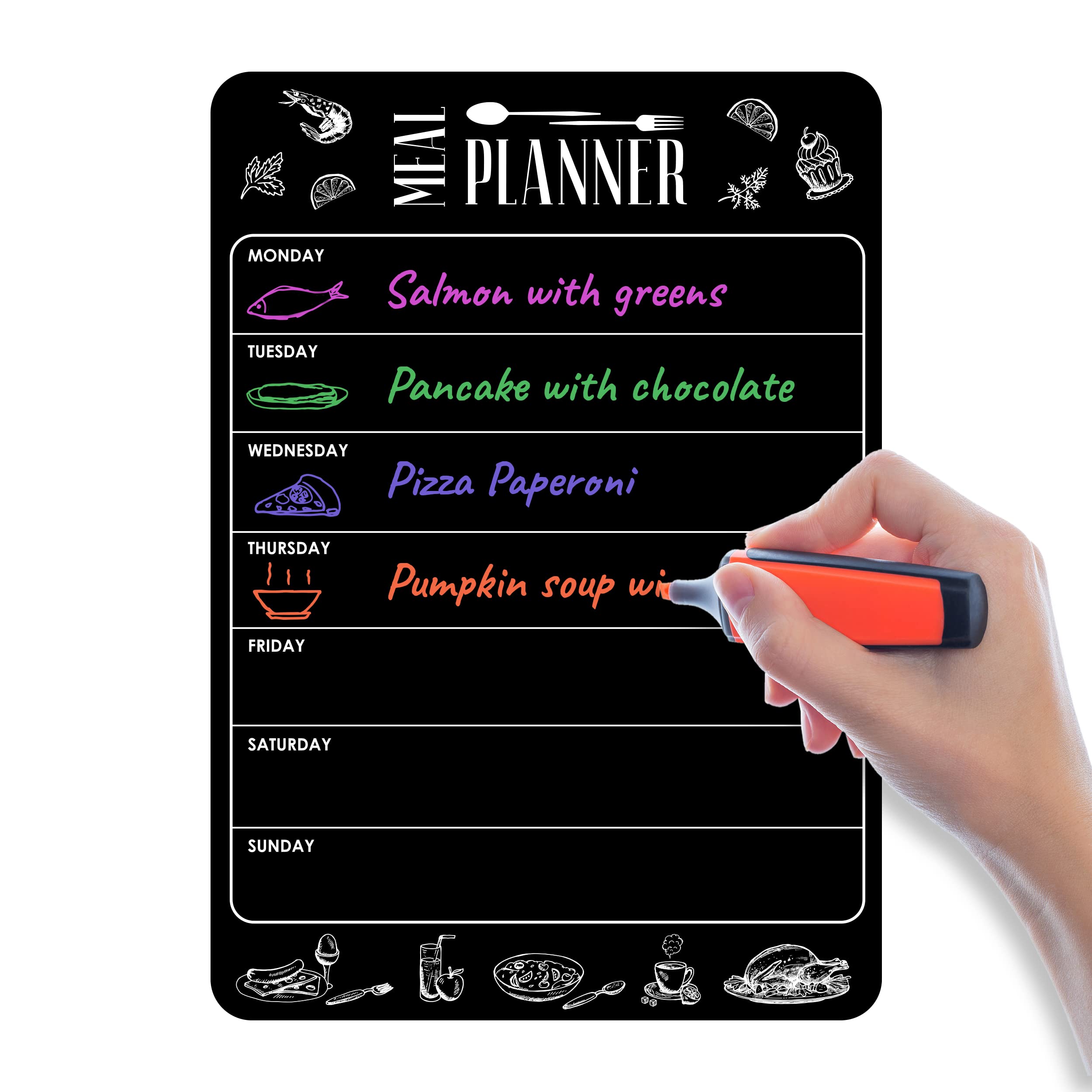 Weekly Meal Planner Dry Erase for Refrigerator 8.5x12 Inch