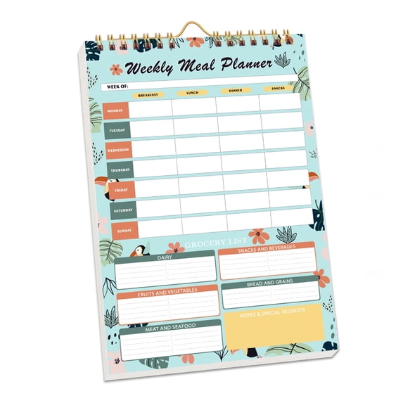 Weekly Meal Planner Notebook With Tearable Grocery Lists Strong Spirals Binding
