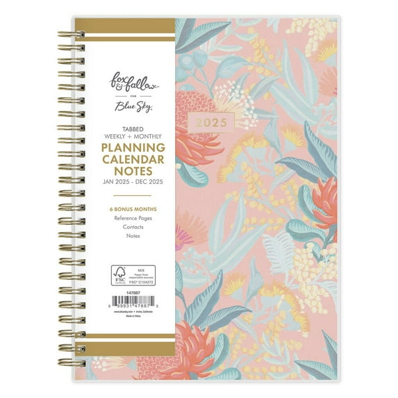 Weekly & Monthly Planning Calendar Notes, Fox & Fallow Wildflowers 3