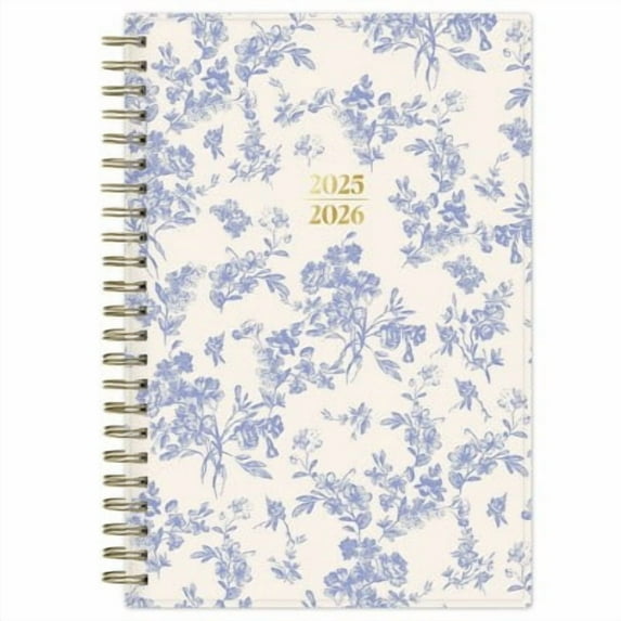 Weekly/Monthly Wirebound Planner 5x8 Printed Floren Blue