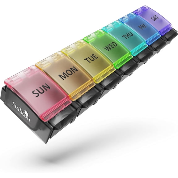 Weekly Pill Box Organizer, 7 Day Tablet Boxes for Vitamins and Supplements, Easy to Open Large Medicine Box, Portable Push Button Arthritis Friendly Medication Organizer for Travel