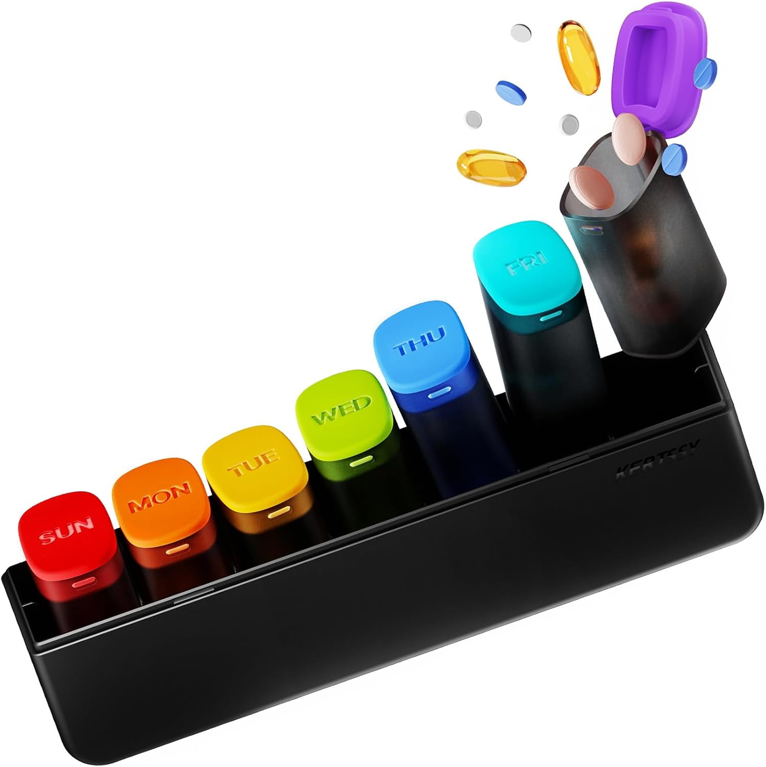 Weekly Pill Organizer 1 Time a Day - Travel Pill Box 7 Days, Large ...