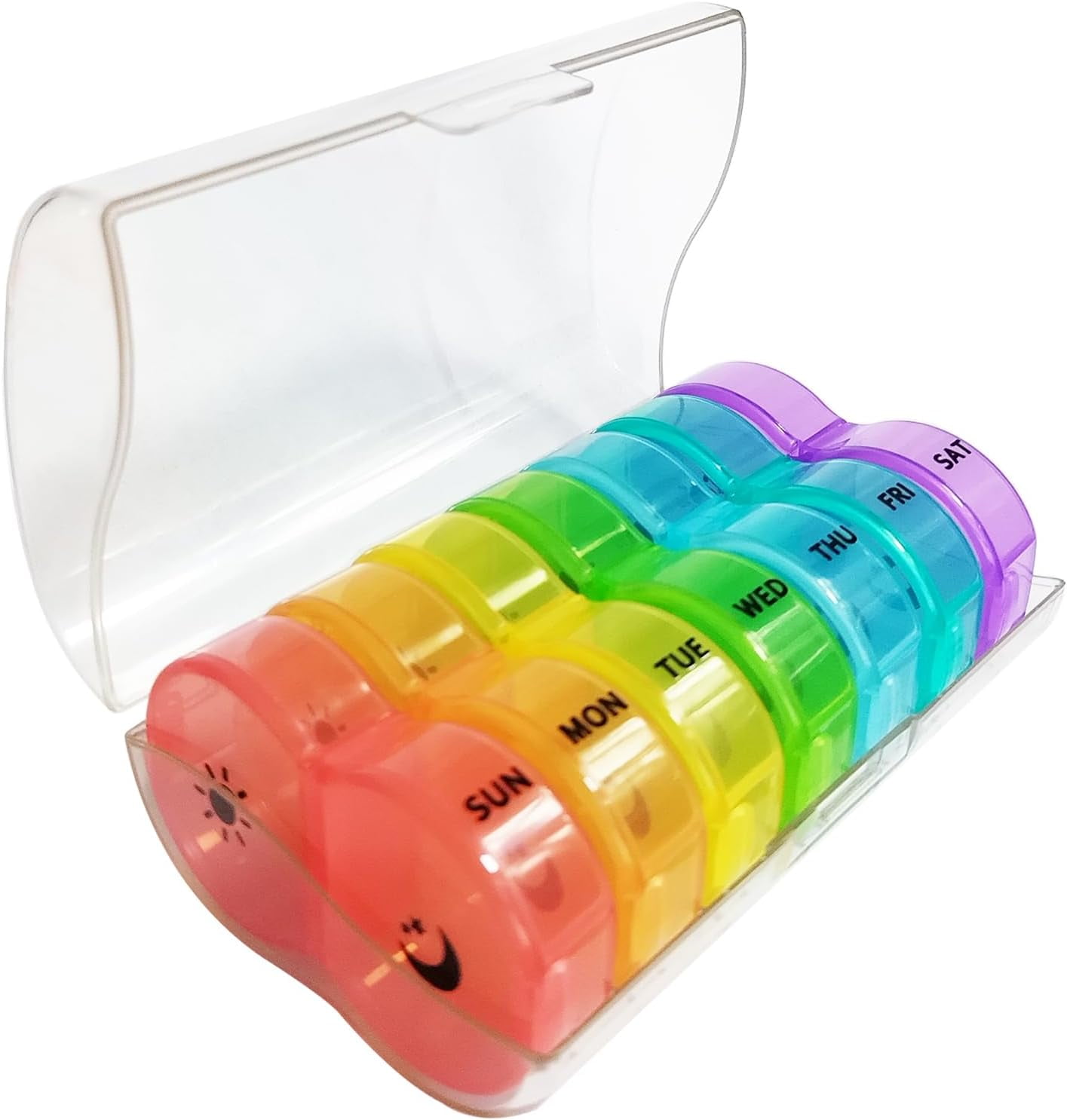 Weekly Pill Organizer 2 Time a Day，Pill Dispensers， Box 7 Day with One ...