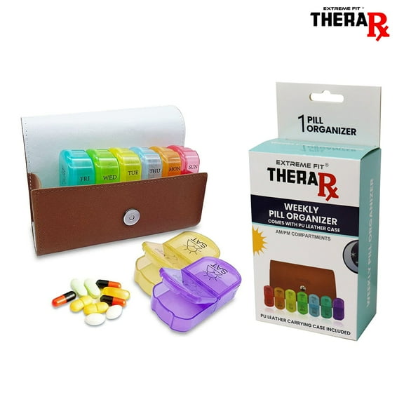Weekly Pill Organizer 2 Times A Day,AM PM Large Daily Pill Box Medicine Organizer With PU Leather Case For Travel ,7 Day Pill Container For Vitamin Fish Oils Supplements