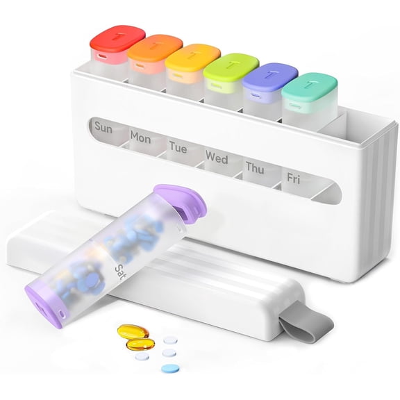 Weekly Pill Organizer 2 Times a Day - Am Pm Pill Box 7 Day, Large Twice Medicine Pill Case for Daily Medication, Vitamins, Fish Oils, Supplements Portable Week Pill Holder Container