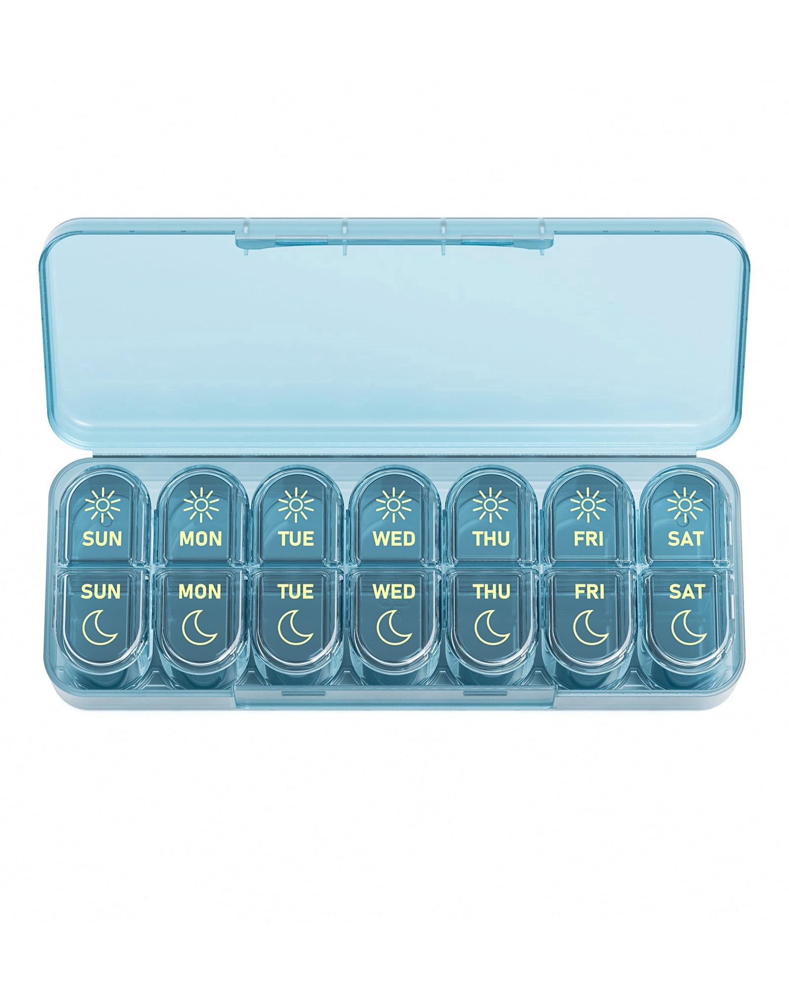 Weekly Pill Organizer 2 Times a Day, 7-Day AM PM Medicine Case, Travel-Friendly Pill Box for Fish Oils, Vitamins & Supplements