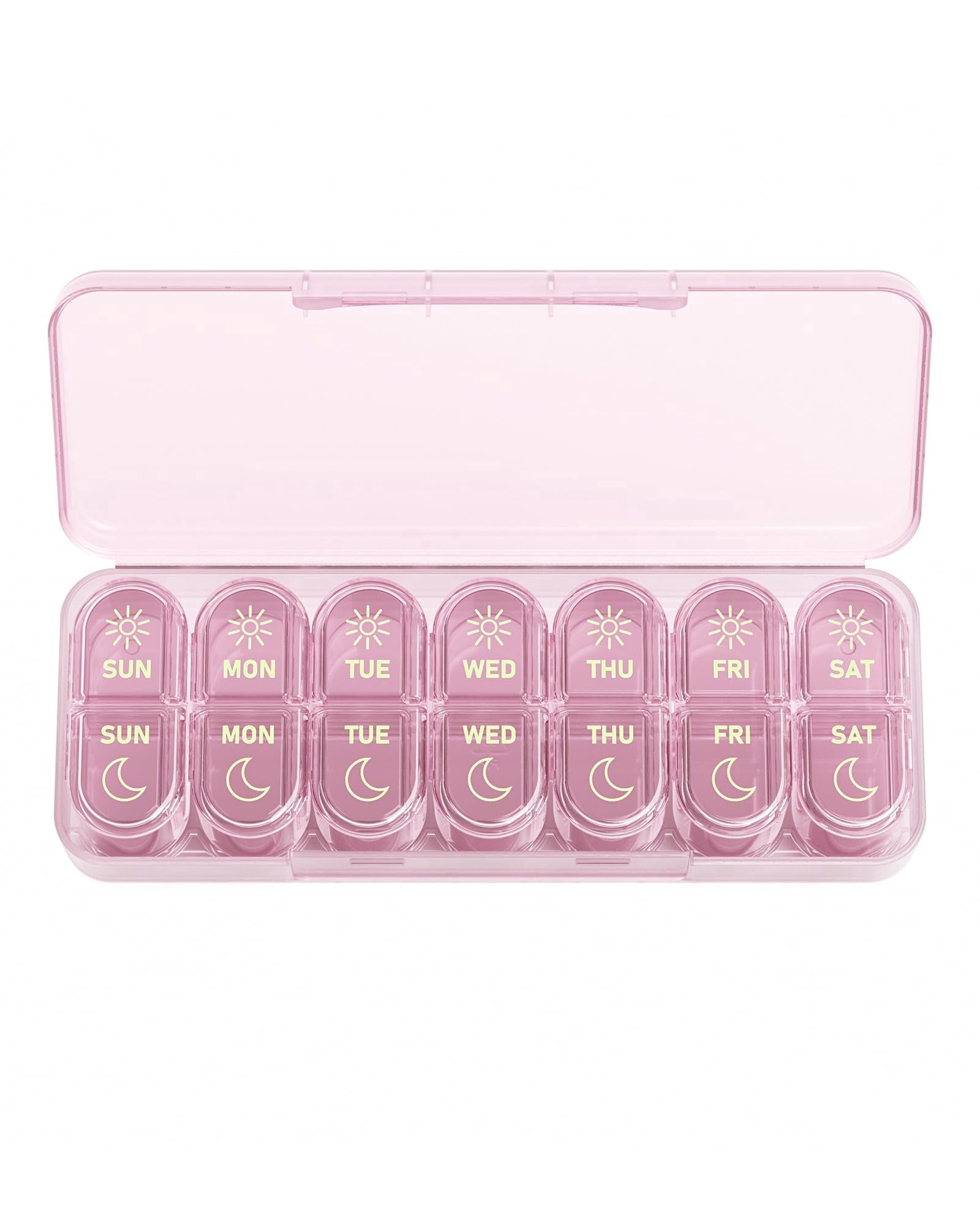 Weekly Pill Organizer 2 Times a Day, 7-Day AM PM Medicine Case, Travel-Friendly Pill Box for Fish Oils, Vitamins & Supplements
