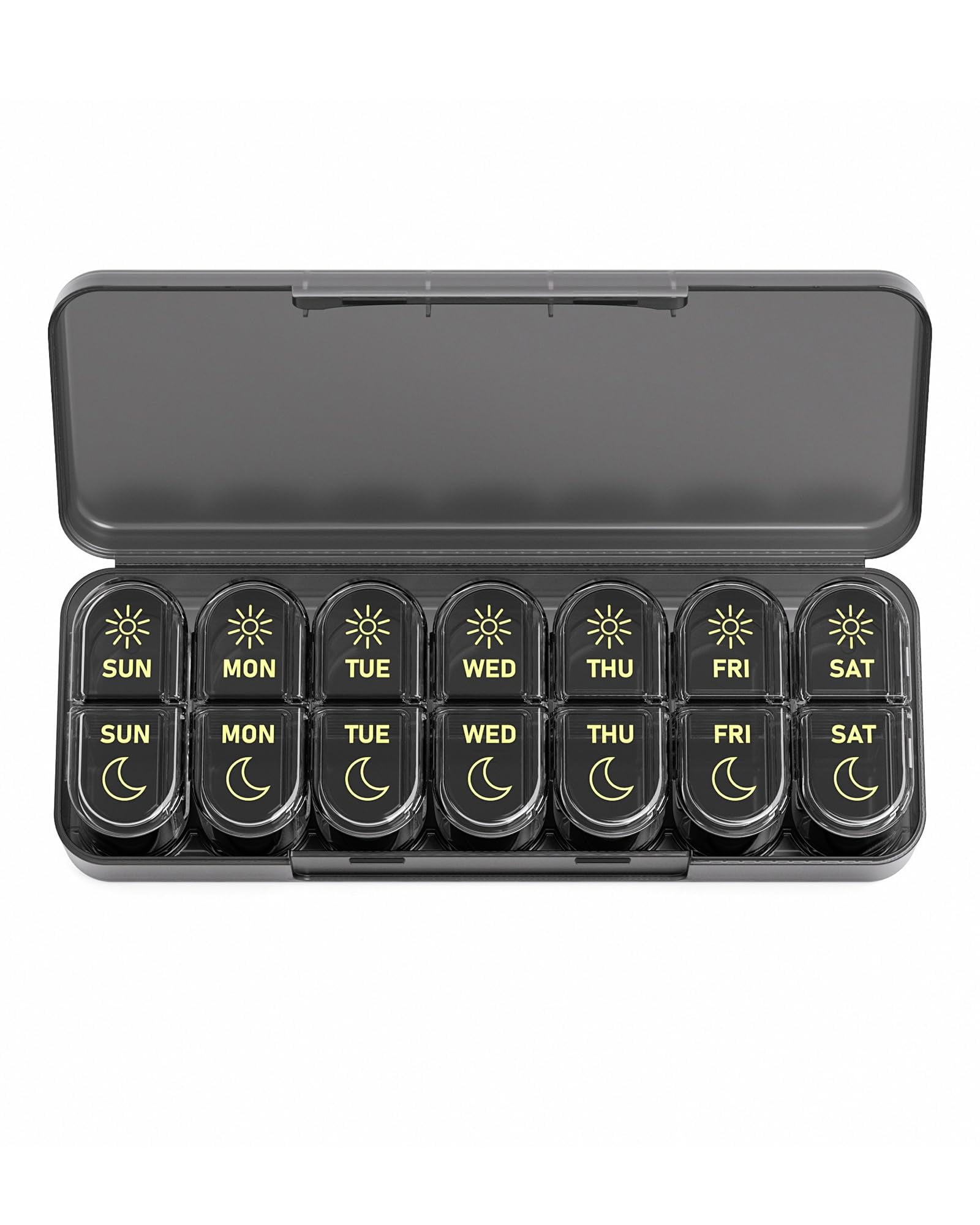 Weekly Pill Organizer 2 Times a Day, 7-Day AM PM Medicine Case, Travel-Friendly Pill Box for Fish Oils, Vitamins & Supplements