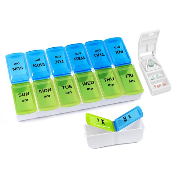 Weekly Pill Organizer 2 Times a Day, 7-Day AM/PM Travel Pill Box for Adults & Seniors Daily Medication Storage