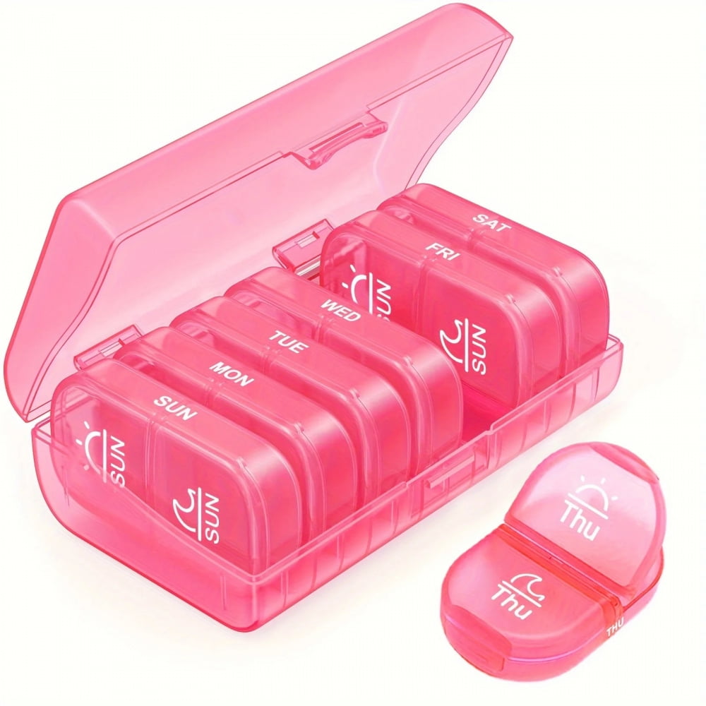 Weekly Pill Organizer 2 Times a Day, AM PM Pill Box 7 Day with One-Side ...