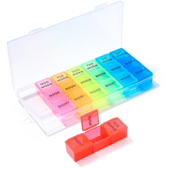 Weekly Pill Organizer,3-Times-A-Day 7 Day Pill Box Compartments Pill Case Medication Reminder Portable Travel Container