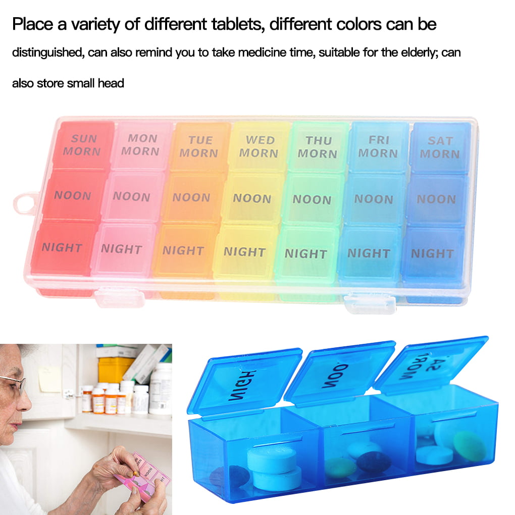 GMS Gasketed 7-Day 3-Times-a-Day Pill Organizer for Vitamins, Pills, and  Supplements - BPA-Free & Waterproof with Daily, Removable, Multi-Colored  Tablet Boxes 
