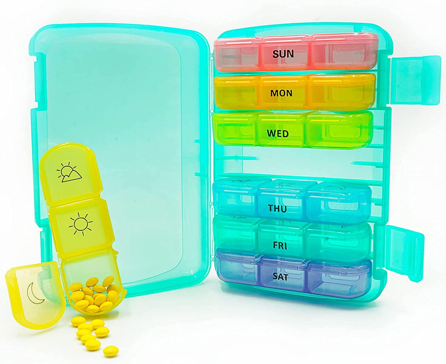Weekly Pill Organizer 3 Times a Day, Travel 7 Day Pill Case Daily