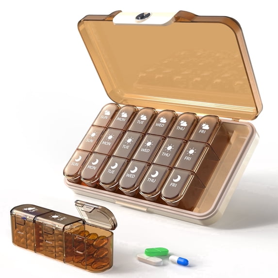 Weekly Pill Organizer 3 Times a Day, 7 Day Pill Box with Detachable Daily Boxes