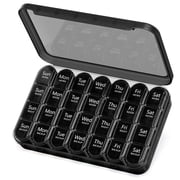 Weekly Pill Organizer 4 Times a Day, 7 Day Pill Box Case for Travel, Large Medication Container for Daily Vitamin and Medicine, with Portable Compartments (Blac