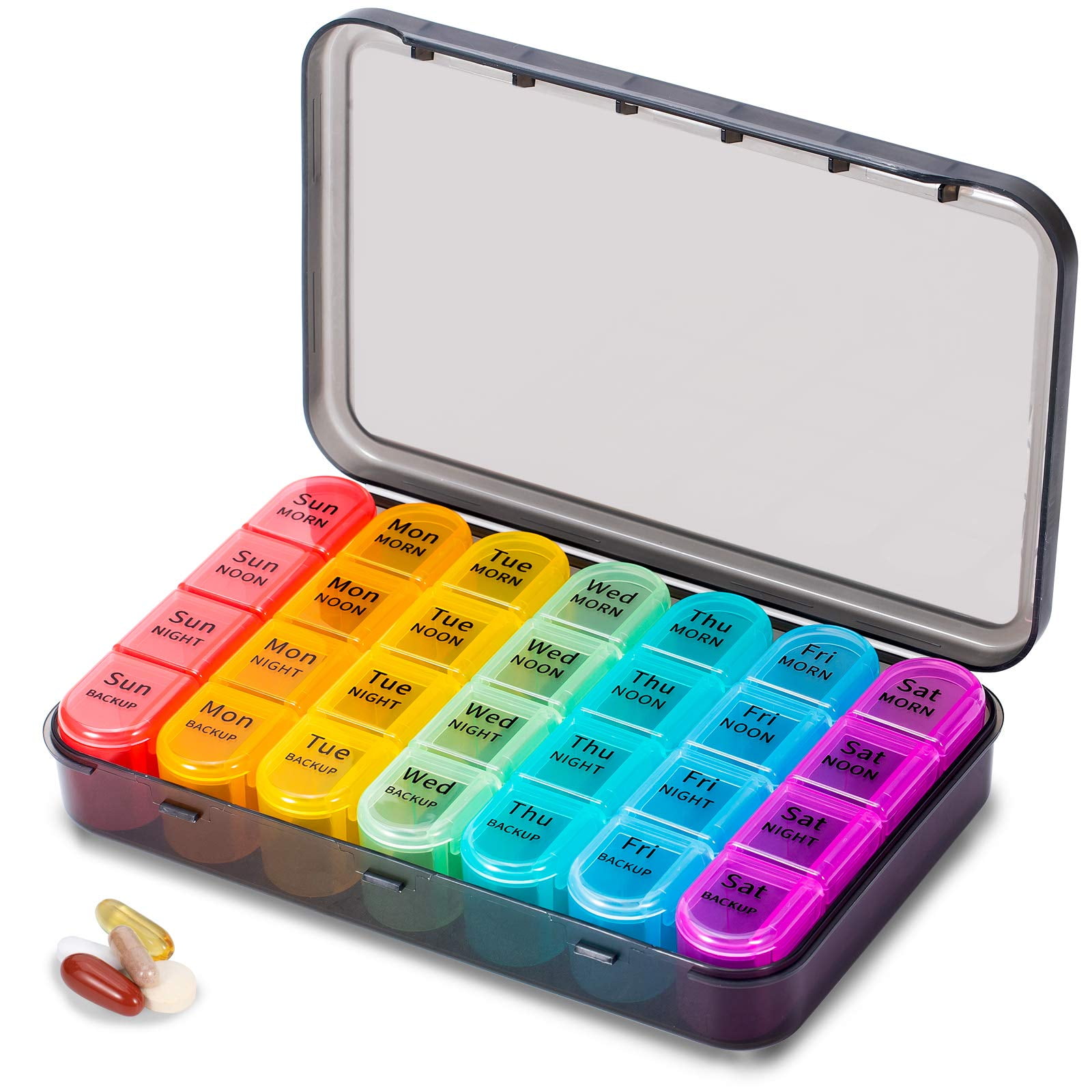 Weekly Pill Organizer 4 Times a Day, Daily Pill Box 7 Day, Large Travel