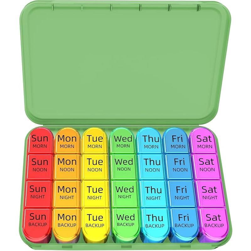 Weekly Pill Organizer 4 Times a Day, Daily Pill Box 7 Day, Large Travel ...