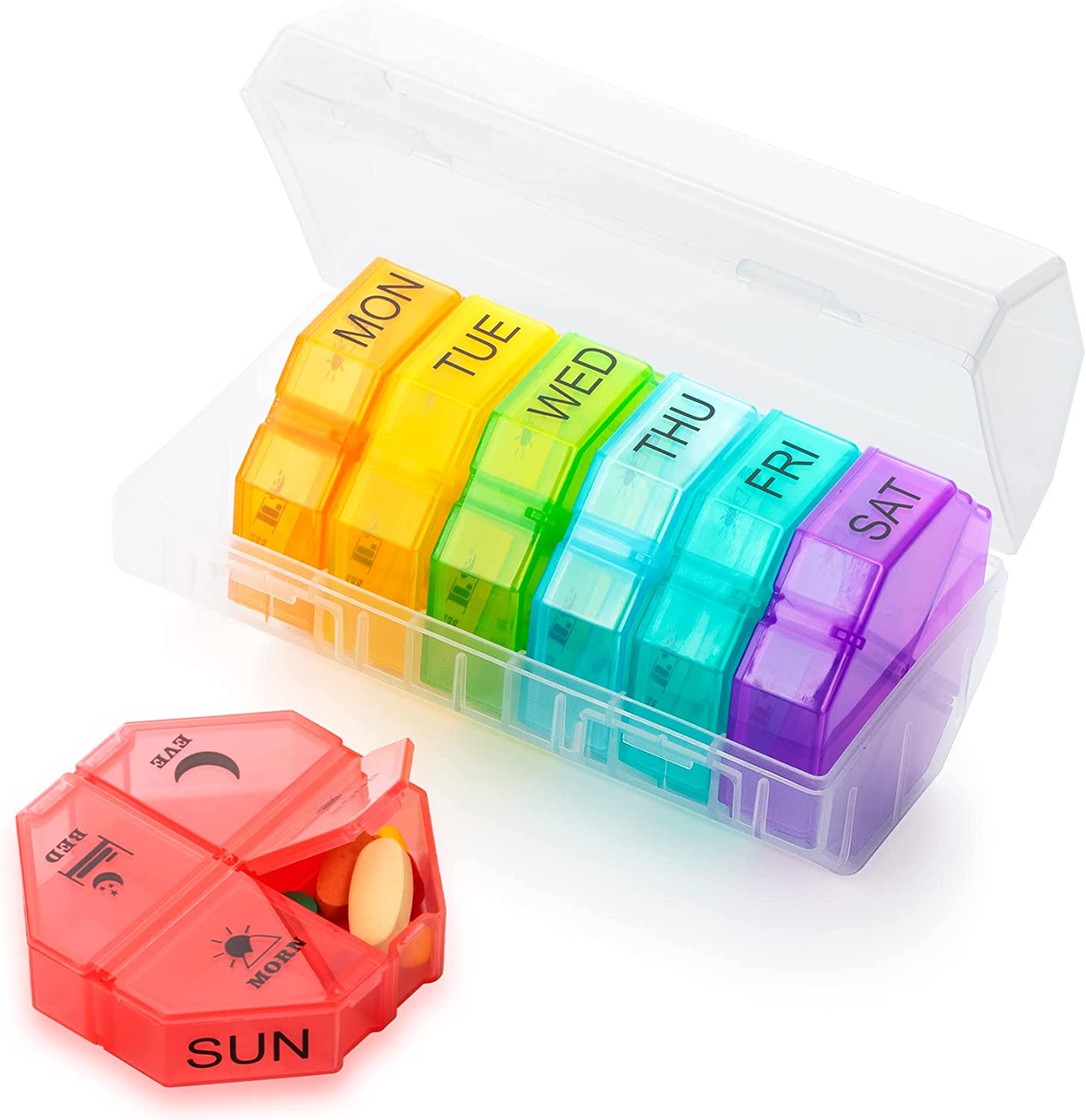 Weekly Pill Organizer 7 Day Pill Box Cup Case Medicine Organizer