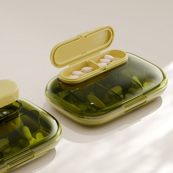 Weekly Pill Organizer with 6 Removable Compartments | 7-Day 3-Times-A-Day Medication Box | Portable Travel Pill Case for Vitamins & Supplements | Small Compact Design