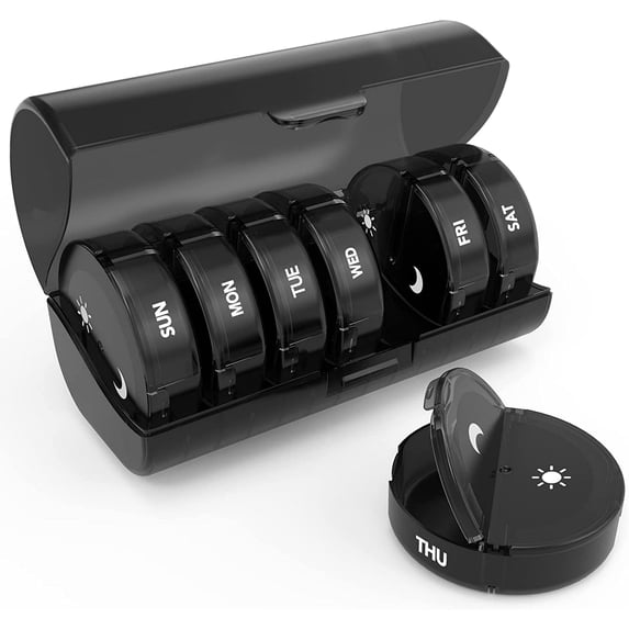 Weekly Pill Organizer 7 Day 2 Times a Day, Large Daily Pill Box Easy to Open, AM PM Pill Case for Medicine/Vitamin/Fish Oil/Supplements