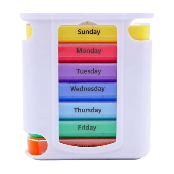 Weekly Pill Organizer Rainbow Stackable Plastic Portable for Daily Travel Use