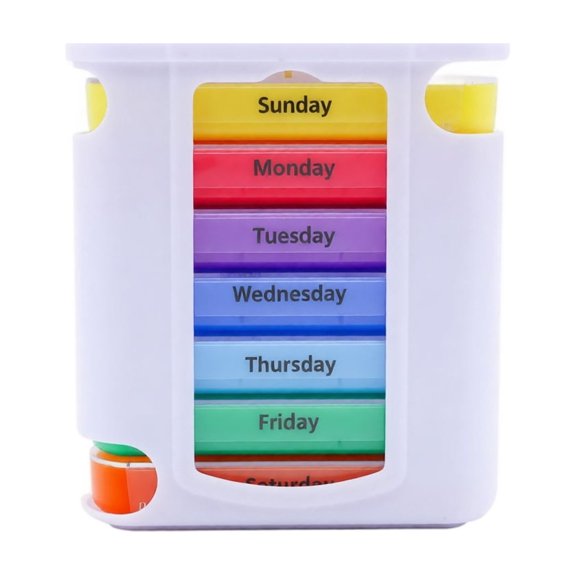 Weekly Pill Organizer Rainbow Stackable Plastic Portable for Daily Travel Use