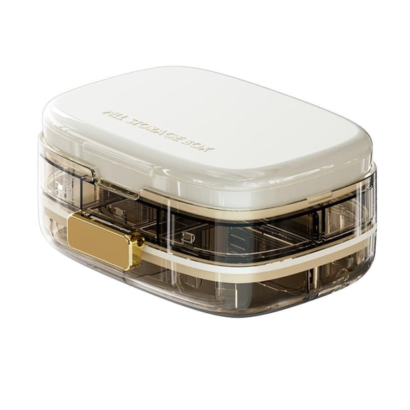 Weekly Pill Organizer with Safety Lock and Airtight Seal, Child-Resistant Large Medication Container for One Dose Per Day, Travel Portable Vitamin Case