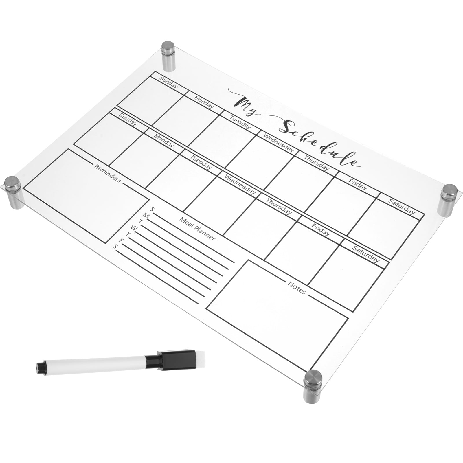 Weekly Planner Board Acrylic Note Dry Erase Clear White Calendar Hanging Small Office